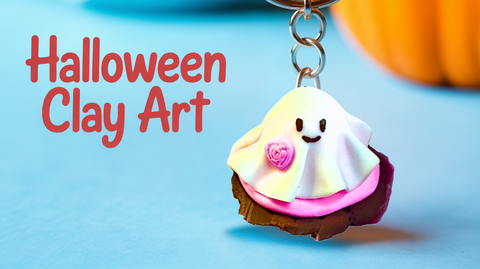 Luftrocknender Ton Idee | DIY Halloween Schmuck | Kawaii Cookie Gespenst