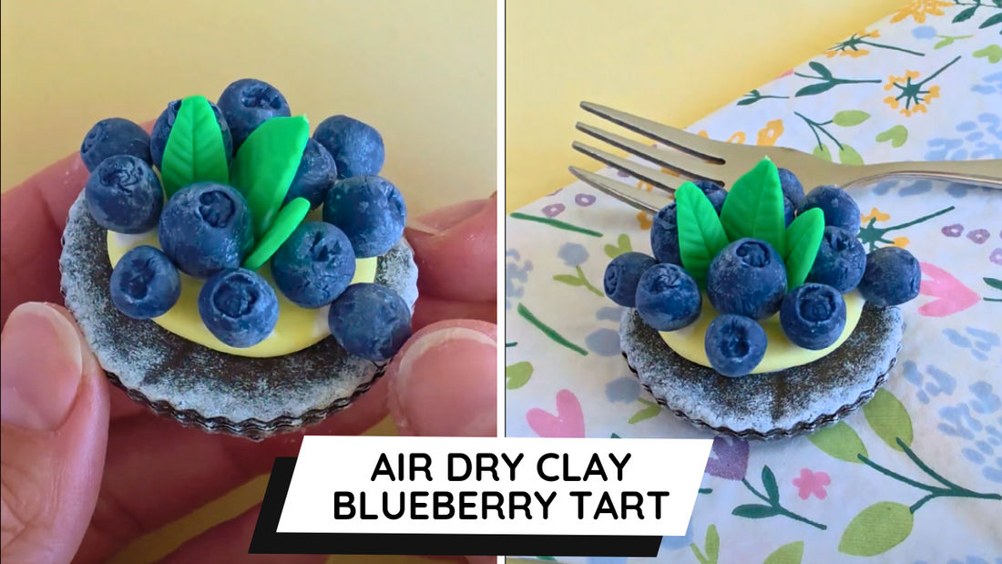 Air Dry Clay Dessert_Blueberry Tart_by Aura Clay
